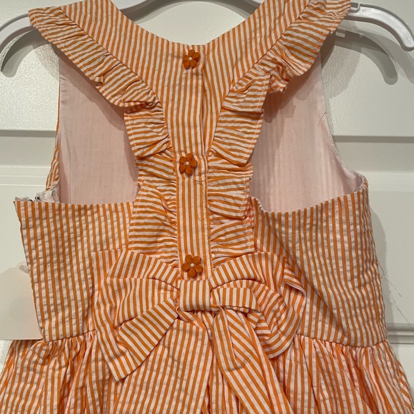 Macys Rare Editions Girls Orange Seersucker Sundress - Picture 4 of 5